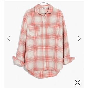 Madewell pinnk plaid flannel